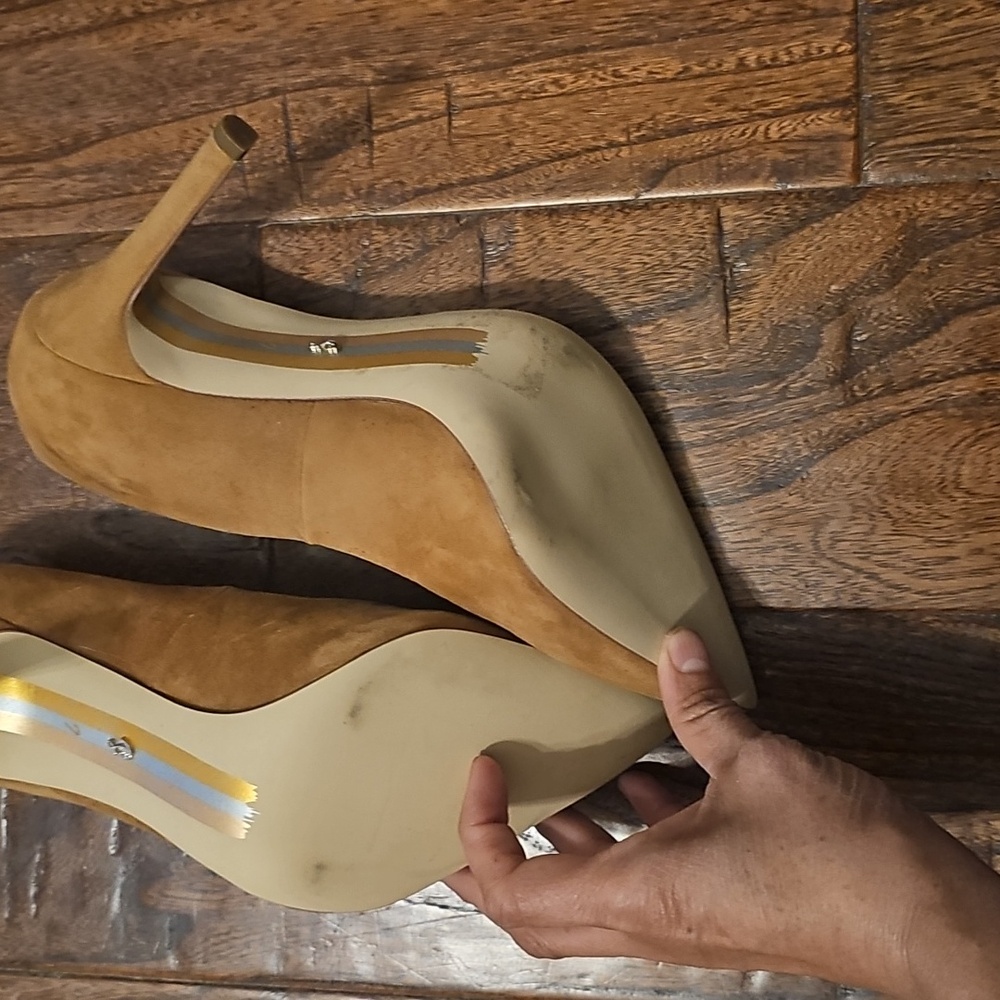 Sam Edelman Hazel Pointed Toe Pumps Tan Suede Women's Heels - Picture 4 of 5